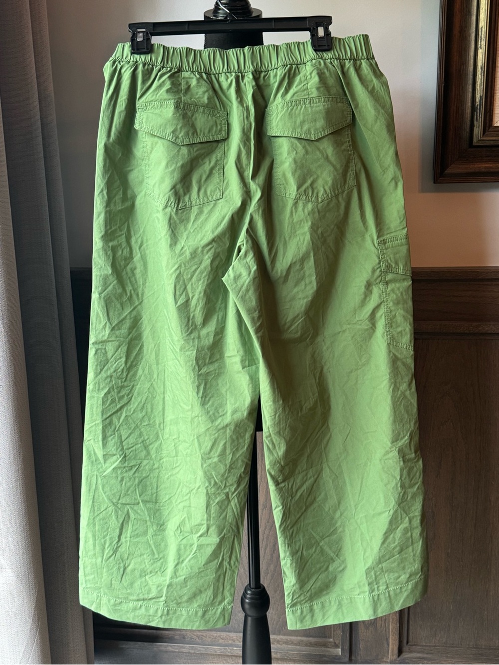 TALBOTS WOMANS WIDE LEG CARGO POPLIN PANTS GREEN MP NWT - Picture 2 of 5